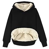 Gihuo Unisex Boys Girls Winter Sherpa Lined Hoodie Kid's Fleece Pullover Hooded Sweatshirt (S, Black)