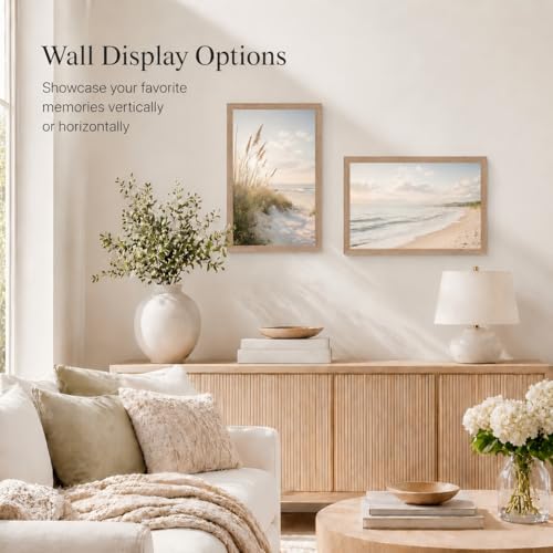 Image of JCJMY 5x8 Picture Frame Rustic Brown for Wall Hanging or Tabletop, Wall Mounting Horizontally or Vertically, 5 x 8 Wall Gallery Poster Photo Frame with Shatter Resistant Plexiglass,Rustic Brown