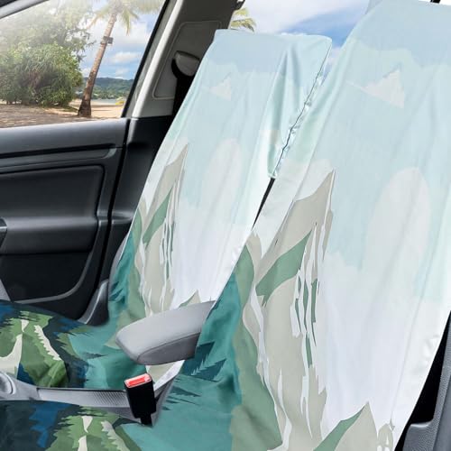 Image of Hahafelt 2 Pack Car Seat Towel Cover with Storage Bag, Yosemite,Sasquatch | 63 x 32 in Car Towel Seat Cover Non Slip Waterproof, Gym Workout Swimming Running, Machine Washable Sweat Absorbent Protector