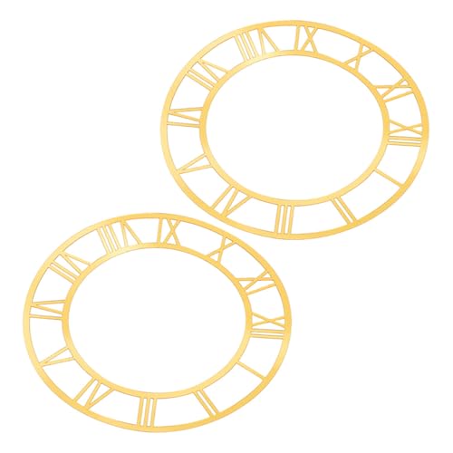 SUPVOX Pegatina de Reloj de Pared Redonda de Acrílico Espejo 20 Cm, Números Romanos Decorativos en Color Dorado Claro, 2 Piezas para Decoración de Salón, Entrada y Hoteles, Fácil
