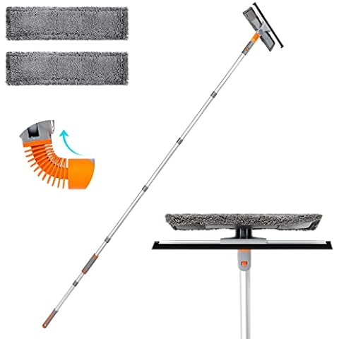 PhilaeEC Window Cleaning Kit, Professional Window Cleaning Equipment, 239cm Extendable Window Cleaning Pole and Squeegee Cleaner with Bendable Head and Aluminium Pole for High Windows Cover
