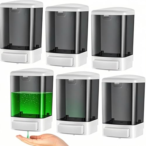 Image of 6-Pack Soap Dispenser Wall Mount 1000ml (33.8oz) -Commercial Heavy-Duty Plastic Liquid Dispenser for Soap,Shampoo, Hand Sanitizer- Manual Pump for Bathroom, Kitchen, Restaurant,Hotel (1000ml)
