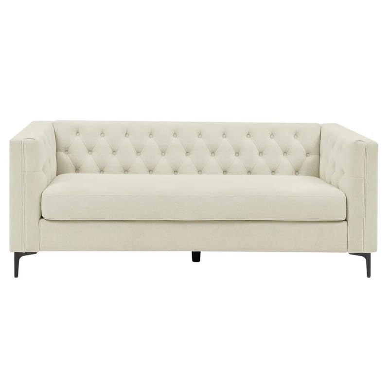 Image of Devonaire Modern Tufted Design Sofa 3 Seater | Loveseat with Armrest, Metal Legs - Beige Living Room Sofa