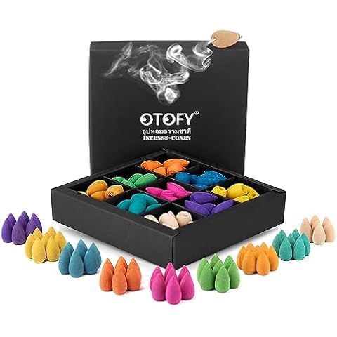 OTOFY Backflow Incense Cones for Waterfall Aromatic Smoke Fountain Haze Falls 9 Mixed Waterfall Incense Rose Lavender for Backflow Incense Holder |Gift Ste-Pack of 90 Cones (Black) Cover