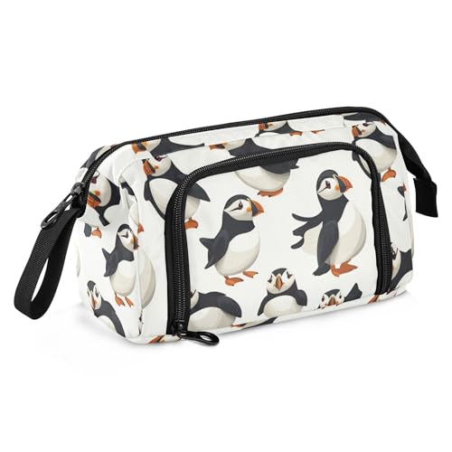 Image of Fisyme Cartoon Puffin Bird Pencil Case Large Capacity Pen Bags Box Big Makeup Pouch Organizer