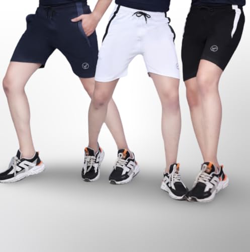 Image of VE RUN Men's Comfort Shorts, Regular Fit, with Zipper Pocket, Pack of 3