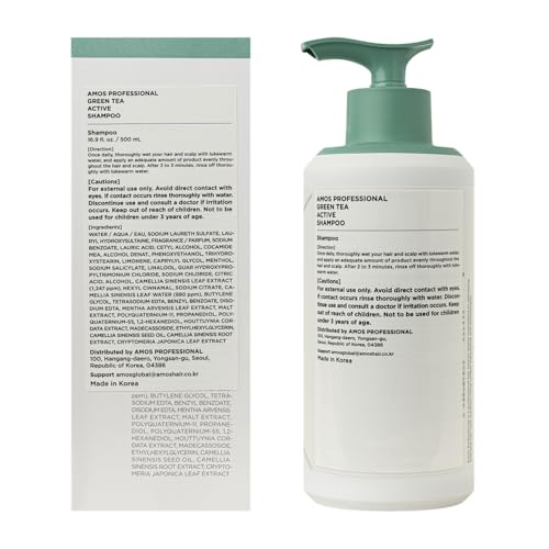 AMOS PROFESSIONAL Green Tea Active Shampoo l Anti-Aging for Fine, Thinning Hair | Protects Scalp & Volumizing Hair | Clinically Proven, 16.9 fl.oz