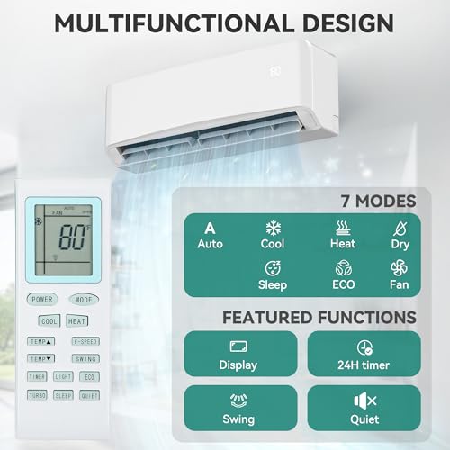 Image of YITAHOME 9000 BTU Mini Split AC /Heating System, Ductless Split Unit AC and Heat, 115V 19 SEER2 Energy Efficient Inverter Air Conditioner, Wifi Enabled Compatible with Alexa Cool Up to 450 Sq. Ft