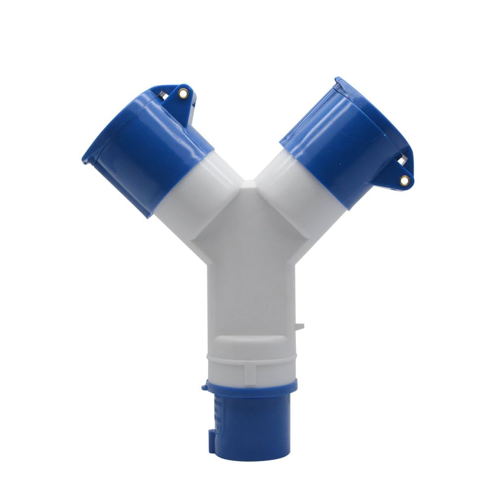 2-Way Splitter 16A 220V IP44 2 Way 3 Pin Industrial Plug and Socket Connector