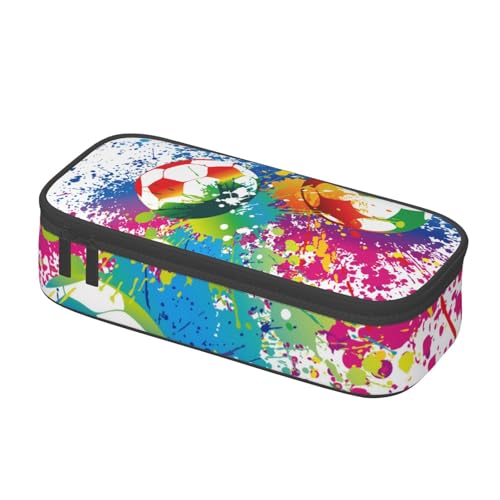 Image of Colorful Soccer Pencil Case Big Capacity Storage Pencil Pouch Stationery Bags With Zipper Portable Pen Holder Box Organizer For Boys Girls Teens Student College School Office Supplies