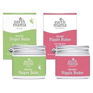 Earth Mama 2-Piece Gift Set, Organic Diaper Balm and Organic Nipple Butter Breastfeeding Cream