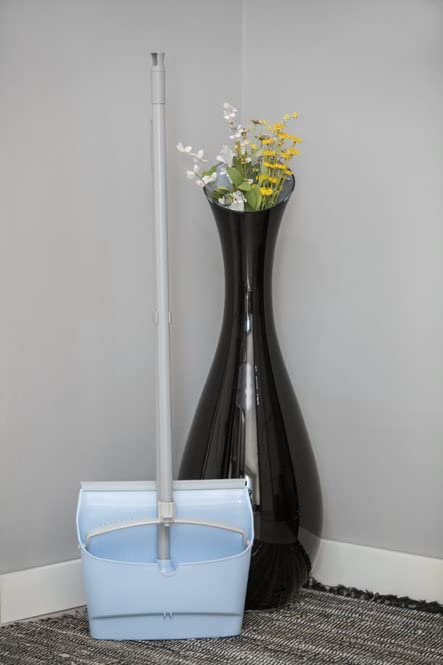 YORK Besen Quick mit Langem Stiel 85x25 cm - und Kehrschaufel Combo Hervorragende Staubaufnahme Kehrwisch Schaufel Set Handliches - Boden Anliegend, Blau – Bild 3