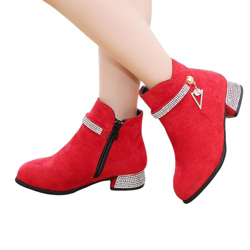 IWIHMIV Toddler Girl Ankle Boots Low Heels Fall Booties Pointed Toe Side Zipper Riding Shoes Dress Short Boots2