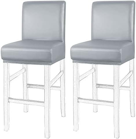 PiccoCasa Pack of 1 Bar Stool Covers, Waterproof Dining Chair Covers for Home Kitchen Dining Room Pub Counter, PU Leather Soft Removable Chair Cover Slipcover Protector White