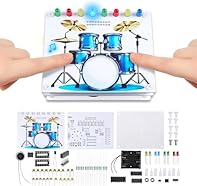 🥁 【Interactive Touch-Sensitive Drum Pads with Colourful PCB】This diy soldering kit features a colourful PCB printed with a drum set design and 8 LED lights. Tap different pads with your fingers to trigger drum sounds while the corresponding LEDs ligh...