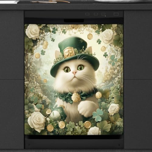 Funda magnética para lavavajillas Mexpekil de trébol y gatos 53x66 cm