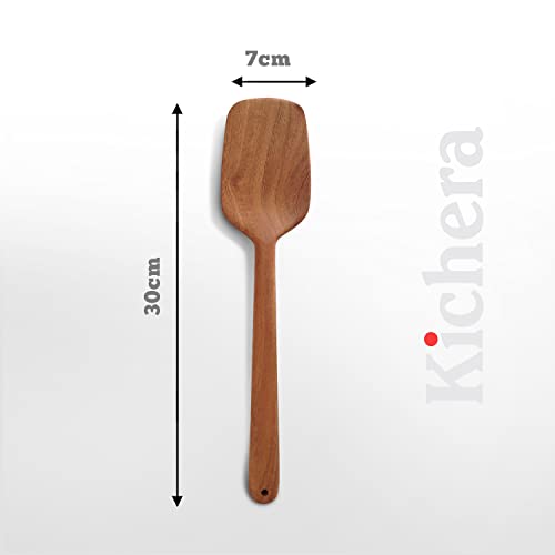 Image of Kichera Neem Wood Compact Ladle, Spatula, Flip Dosa /Roti /Chapati | Kitchen Tools | No Harmful Polish | Naturally Non-Stick | Handmade (Set of 5-1)