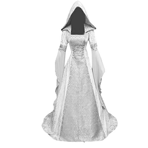 Women's Medieval Dress Hooded Vintage Renaissance Gothic Length Pullover Lace Up Cosplay Retro Cloak Robe Gown #TOP1