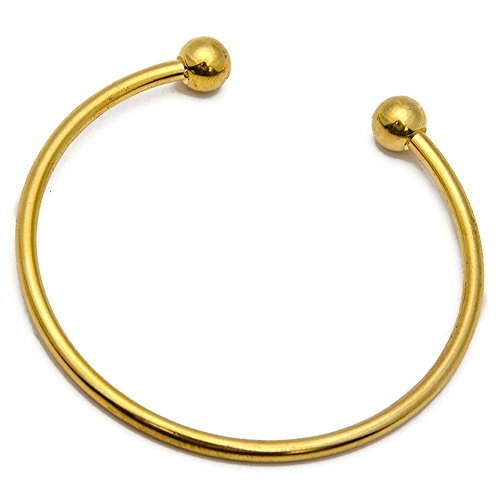 RUBYCA 1pcs Gold Tone Bangle Bracelet Screw End Ball Cuff Charm Beads DIY Jewelry Making
