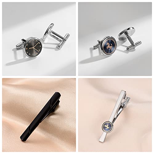 Image of UJOY Mens Tie Clip and Cufflink Set 12 PCS, Shirts Necktie Bar Pins Cuff Link Buttons, Wedding Businesss Gift for Men