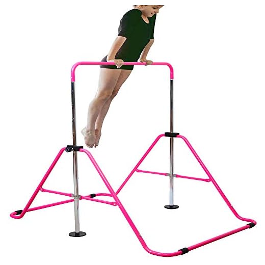 RELIANCER Expandable Gymnastics Bars Junior Training Bar Adjustable Height Gymnastic Horizontal Bars Children Folding Training Monkey Bars Child Gym Climbing Tower Kip Balance Bar for Kids Gymnasts