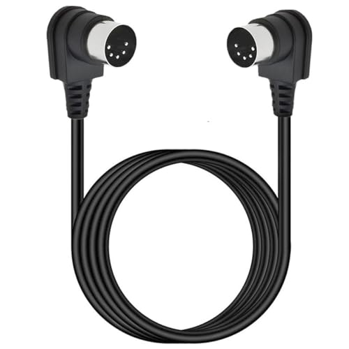 HTGuoji 90 Grad Winkel MIDI 5 Pin DIN Kabel, rechtwinkliges Doul 90 Grad DIN 5 Pin Stecker auf Stecker MIDI-Audiokabel für Musikmixer, MIDI-Gerät, MIDI-Tastatur (3 Meter)
