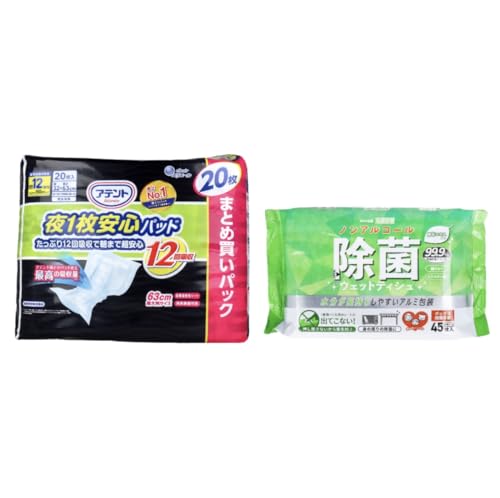 【セット品】大人用 夜間吸収パッド + 除菌ウェットティシュ 2点セット 介護用/清潔管理に 大人用おむつ 夜用吸収 介護用品 吸収シート 失禁対策 夜間用ケア 介護パッド 在宅介護 必需品 清潔ケア まとめ買い 介護 福祉用品 衛生対策 除菌ティシュ ギ