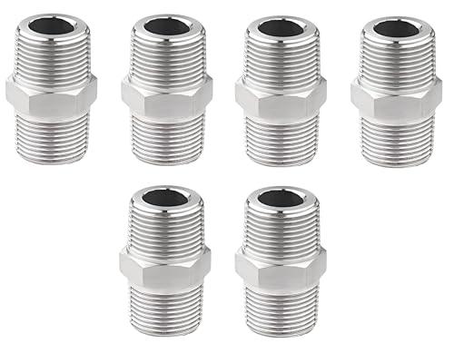 JAGGER JAG425 Stainless Steel Hex Nipple 1/2 Inch | Male Thread Pipe Fitting | Rust-Proof Heavy Duty Connector for Plumbing, Water & Industrial Use (6)