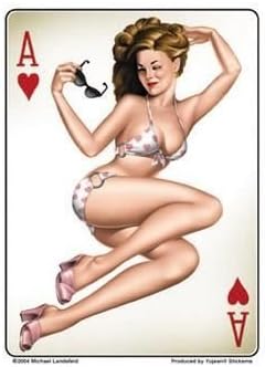 Ace Of Hearts Pinup PIN-UP Sticker - 3.5" x 5" - Weather Resistant, Long Lasting for Any Surface