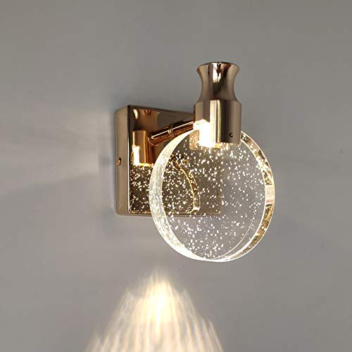 Applique murale cristal dorée lumière neutre pour miroir salle de bain