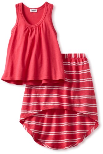 Conjunto de falda doble Splendid Littles de alta costura infantil con rayas francesas para niña