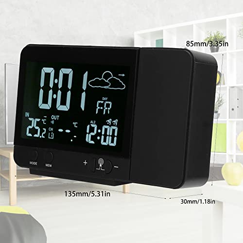 Reloj proyector digital con termómetro inalámbrico e higrómetro integrado 8