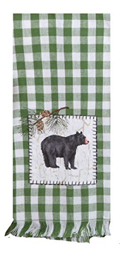4 Piece Black Bear Pinecone Trails Kitchen Set, 1 Dual Purpose Towel, 1 Applique Towel And 2 Pocket Mitts #TOP2