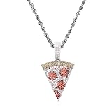 KMASAL Hip Hop Iced Out Exquisite Pizza Pendant Chain Pave Colorful Diamond 18K Gold Plated Solid Ba