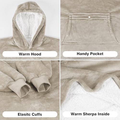 image for Catalonia Blanket Hoodie for Kids, Oversized Wearable Sherpa Sweatshir