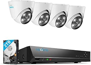 Reolink 4K PoE Security Camera System, 4pcs 4K Wired IP Cameras with Person/Vehicle Detection, Color Night Vision, 8CH 8MP NVR with 2TB HDD for 24/7 Recording Indoor and Outdoor, RLK8-824D4-A