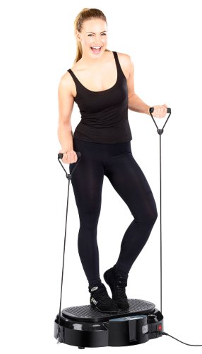 Newgen Medicals Fitnessgerät: 3in1-Vibrationsplatte bis 150 kg, 300 Watt, Expander, Fernbedienung (Vibrationsplatte für… – Bild 4