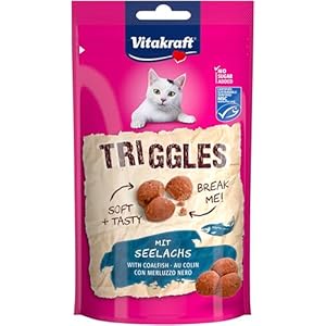 Vitakraft Triggles, friandise pour chats, avec lieu noir, petites bouchées gourmandes, sans ajout de sucre (1 x 40g)