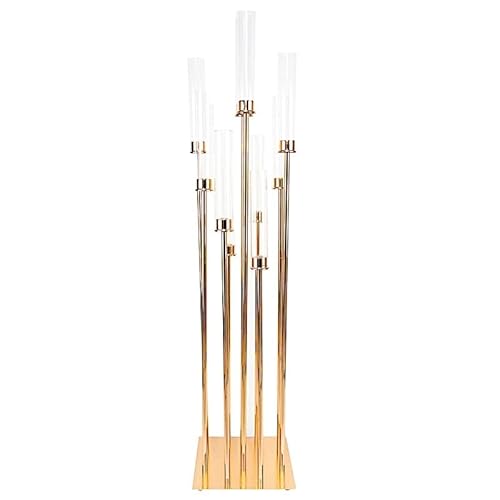 50-Inch Gold Tall Candelabra Candle Holder Centerpiece with Glass -