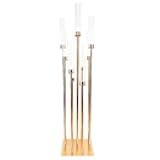 50-Inch Gold Tall Candelabra Candle Holder Centerpiece with Glass - Wedding Reception Party Dining Table Home Decorations