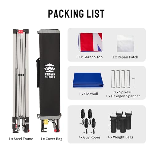 3m x 3m Pop-Up Gazebo with 1 Sidewall, Waterproof Canopy Tent with Instant Setup, Folding Party Shelter, Includes Carry Bag, 8 Stakes & 4 Ropes, Union Jack Design - Image 8