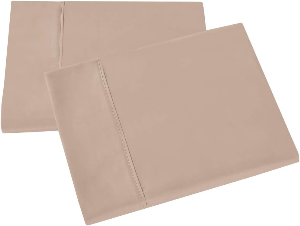Janluxe Bed Pillow Covers 1500 Series Brushed Microfiber Pillowcase Pack of 2 (20" x 30" Standard Pillowcase, Beige)
