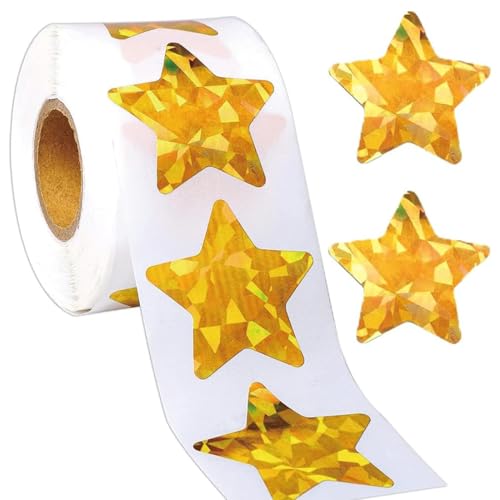 Lot de 500 feuilles d'autocollants étoiles scintillantes, autocollants de récompense pour enfants, autocollants étoiles dorées, pour scrapbooking, cartes de vœux, cadeaux, bricolage