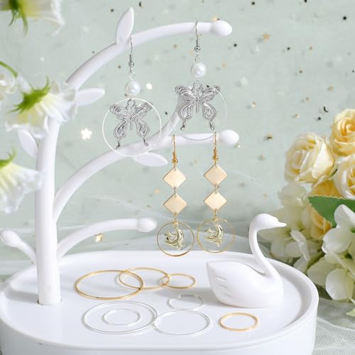 SOFPLATE 1 Box 6 Styles 120pcs Earrings Beading Hoop Round Beading Hoops Gold Silver Brass Circle Linking Charms Beading Hoop Findings for Jewellery Making Supplies DIY Crafts Decorative - Image 4