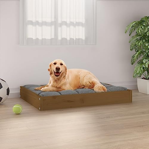Honey Brown Solid Pine Dog Bed 28.1x21.3x3.5 in