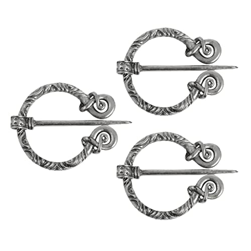 Preisvergleich Produktbild sharprepublic 3 Stü Ringfibel Wikinger Kelten Brosche, Mittelalter Schmuck Gewandschließe Fibel Wikingerschmuck Schalnadel in Silber Farbe