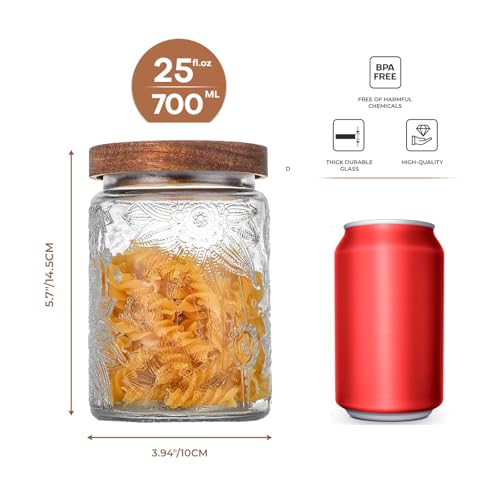 image for Adodeen 24oz Vintage Glass Canister With Lid Small Glass Jars Wide Mou