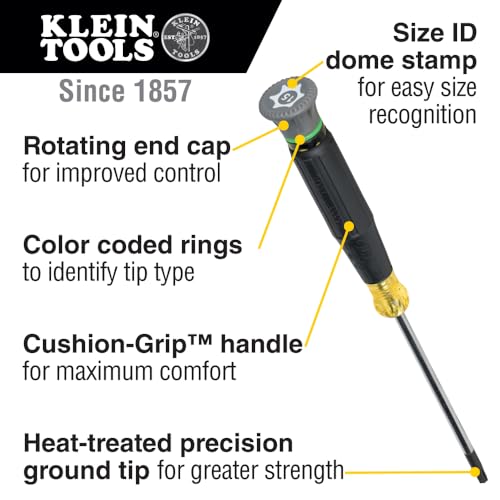 Klein Tools 85617 Mini Precision Screwdriver Set, Slotted, Phillips, TORX, Cushion-Grip Handles, Ideal for Terminal Blocks, Electronics by KLEIN TOOLS - Image 2