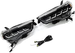 HAPSO LED Headlights Headlamp Assembly Compatible With 2014-2022 Toyota 4Runner Pair Black Housing Clear Lens Modified To Upgrade (Driver & Passenger Side)