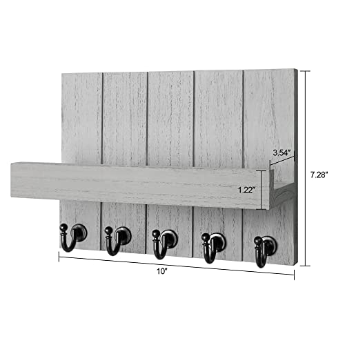 Rebee Vision Key Holder For Wall Set : 10" Key Rack With 5 Hooks & 16" Mail Organizer With Chalkboard And 4 Anchor Hooks For Home Apartment Entryway Decor - Grey #TOP7